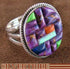 Silver Jewelry Magenta Turquoise Multicolor Ring Size 5-1/2 NS37924